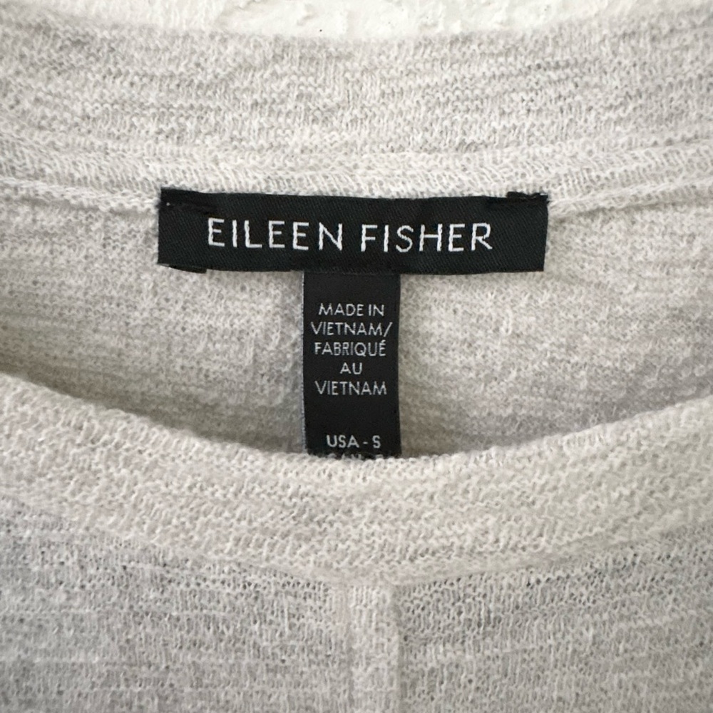 Eileen Fisher Oversized Light Gray Organic Cotton Small Top - Picture 2 of 4